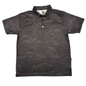 Greater‎ Half Polo Men's Large GH Activewear Camo Black Gray Short Sleeve